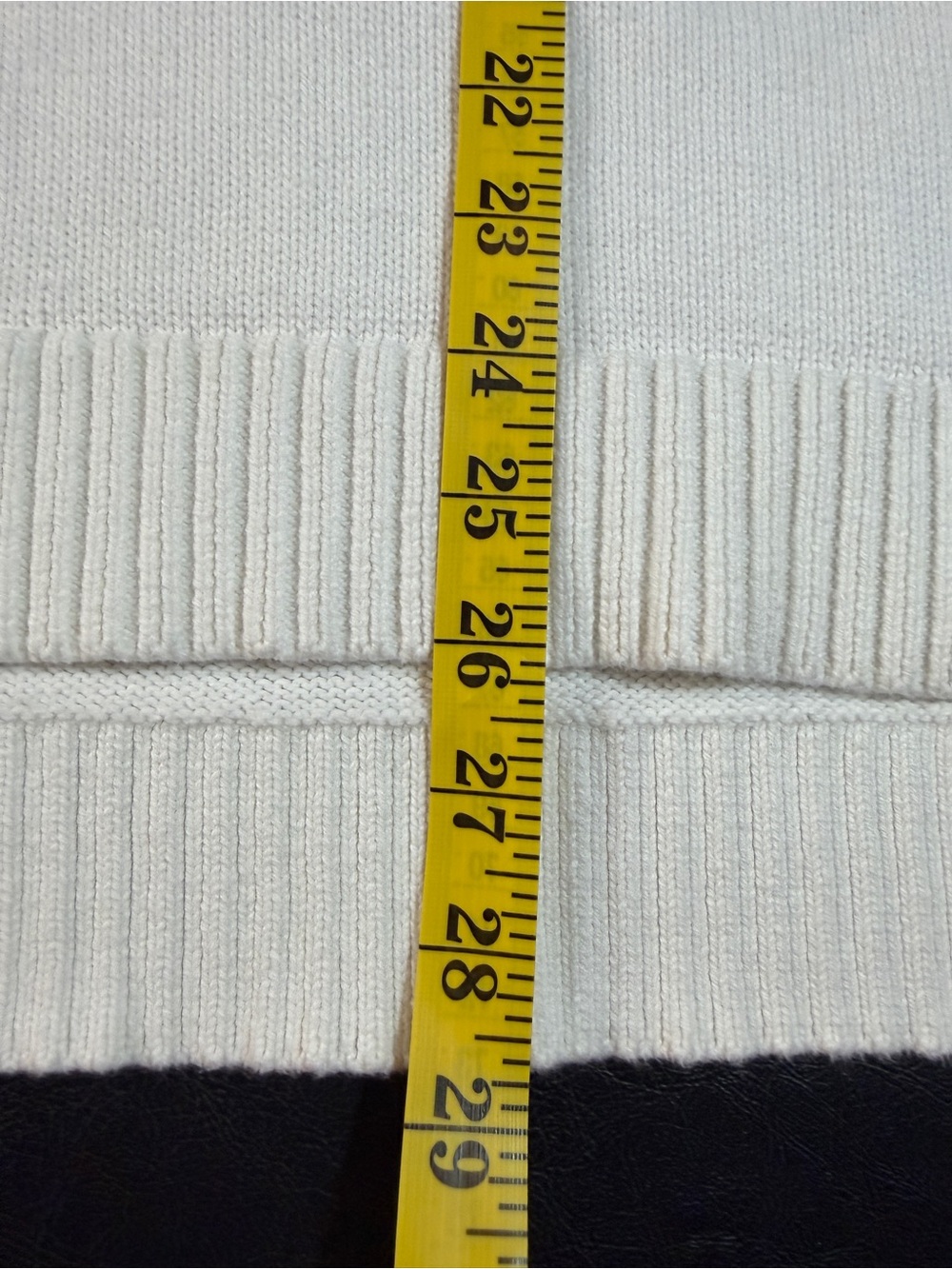 Tommy Hilfiger White Crewneck Sweater with Red & Navy Block - Picture 9 of 13